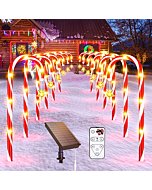 LETMY 12 Pack Outdoor Christmas Decorations Solar Candy Cane Lights, Brighter & Taller Solar Christmas Pathway Lights with Remote Control, 9 Modes Christmas Decorations for Outdoor Yard Xmas Holiday