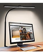 ACNCTOP LED Desk Lamp for Office Home - Eye-Caring Architect Task Lamp 25 Lighting Modes Adjustable Flexible Gooseneck Clamp Light for Workbench Drafting Reading Study (Black)