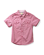 Boys' Short Sleeve Cotton Shirt 610A Pink Tag 100-2T