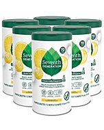 Seventh Generation Multi Surface Wipes All Purpose Cleaning Lemon Zest scent with 100% Essential Oils and Botanical Ingredients 70 count, Pack of 6