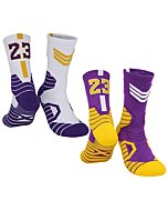 2 Pairs Lebron Children Basketball-Socks-for-Boys, #23 Lucky Number Sports-Socks Lakers James Socks with 3D Ankle Protection for Youth Boys, Kids Basketball Accessories Gift for James Fans (1.5-5.5)