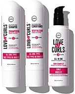 LUS Brands Love Ur Curls for Curly Hair, 3-Step System - Shampoo and Conditioner Set with All-in-One Styler - LUS Curls Hair Products - No Crunch, Nonsticky, Clean - 8.5oz each