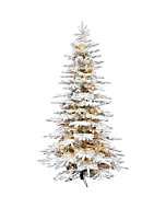 Fraser Hill Farm Pine Valley Flocked Christmas Tree, 10 Feet Tall | Artificial Snowy Tree Includes Easy to Connect Clear LED Lights | Realistic and Modern Tree Perfect Holiday Decor | FFPV010-5SN