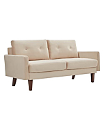 Dreamsir 69" Modern Cream Love Seats Sofa Couch Furniture, Velvet Fabric Mid Century Couch for Living Room, Bedroom, Apartment/Easy, Tool-Free Assembly (Sofa, Beige)