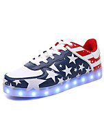 IGxx Light Up Shoes for Men Women LED Shoes Patriotic America Flat Fashion Sneakers USB Recharing Halloween Christmas President Independence Day Blue