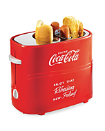 Nostalgia Coca-Cola 2 Slot Bun Mini Tongs, Hot Dog Toaster Works with Chicken, Turkey, Veggie Links, Sausages and Brats, Retro Red