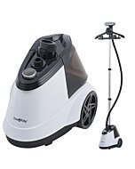 True & Tidy® Commercial Standing Clothes Steamer, Heavy Duty with 90+ mins of Steam Time, For Home and Commercial Use, 1800 watts of Powerful Steam, Wheels for Easy Movement, 3 Steam Settings (White)