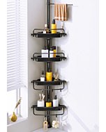 WSBArt Upgrade Sturdy Shower Caddy Tension Pole Quick Installation Corner Shower Caddy 18/8 Stainless Steel Rustproof 4 Tier Adjustable Shelves for Bathtub Shampoo Accessories Storage Rack 32-122inch