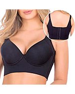 rosyclo Full Back Coverage Bras for Women, Fashion Deep Cup Bra Hide Back Fat Bra with Shapewear Incorporated Push Up Sports Bras (34A, Black)