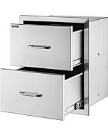 Mophorn Outdoor Kitchen Drawers 14W x 14.3H x 23D Inch, Flush Mount Double BBQ Drawers Stainless Steel with Handle, BBQ Island Drawers for Outdoor Kitchens or Grill Station