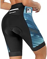 Womens Bike Shorts 4D Padded Cycling Shorts 3 Pockets Wide Waisted Road Biker Bicycle Biking Spin Gel Padding Pant Gray XL