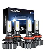 SEALIGHT 9005/HB3 H11/H9/H8 LED Bulbs Combo, Super Bright Cool White, Plug and Play, Pack of 4