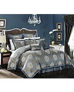 Chic Home 9 Piece Aubrey Decorator Upholstery Comforter Set and Pillows Ensemble, King, Blue