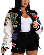 VOIKERDR Varsity Jacket Women Button Print Casual Jacket Spring Lightweight Jacket Sweatshirt Coat 2023