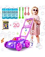 TEMI Pink and Purple Bubble Lawn Mower for Toddlers 3 4 5 6 7 8, Bubble Machine, Outdoor Toys, Outside Toys for Toddlers, Christmas, Easter Birthday Gifts for Preschool Boys Girls