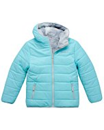 Eddie Bauer Girls' Reversible Jacket - Deer Harbor Waterproof Lightweight Puffer Coat with Faux Shearling Lining (5-16), Size 5/6, Aqua