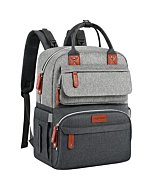 Diaper Bag Backpack,Baby bag for boy and girl,Large diaper backpack gift for dad and mom, Gray backpack for work travel and holiday,Roomy nappy bag with Insulated Pockets and Stroller Straps