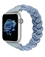 Wearlizer Compatible with Apple Watch Band 38mm 40mm 41mm Slim Elastic Braided Women Cute Solo Loop Wristband Stretchy Woven Bracelet Accessories for iWatch Series 8 SE 7 6 5 4 3 2 1,Sky Blue, S