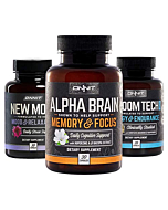 ONNIT Nootropic Stack - Alpha Brain (30ct) + New Mood (30ct) + Shroom Tech Sport (28ct)