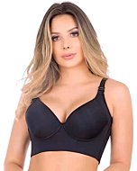 rosyclo Women Deep Cup Bra Full Back Incorporated Coverage Hide Back Fat Bra with Shapewear Plus Size Push Up Sports Bra Black