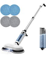 Cordless Electric Mop, Power Spin Mops for Floor Cleaning, Hardwood Floor Scrubber Cleaner Machine for Tile, Laminate, Vinyl, Marble, Dual-Motor Spray Mop with LED Headlight, Detachable Tank By iDOO 