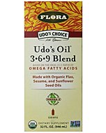 Flora UDO’s Oil Omega 3-6-9 32 Oz Supplement | Organic | Plant Based | Vegan Fish Oil Alternative | Blend of Flaxseed, Coconut, Evening Primrose & More