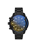 Diesel Men's 48mm Griffed Quartz Stainless Steel Chronograph Watch, Color: Black (Model: DZ4529)