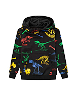 TLAENSON Dino Hoodie Toddler Sweatshirt Kids Hoodies for Boys Girls Dinosaur Sweatshirts Long Sleeve Hooded Pullover Top Black Size 140