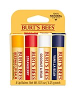 Burt's Bees Lip Balm Stocking Stuffers, Moisturizing Lip Care Christmas Gifts, 100% Natural, Original Beeswax, Strawberry, Coconut & Pear, Vanilla Bean with Beeswax & Fruit Extracts, Multipack (4Pack)