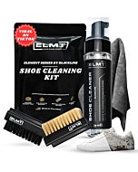 Blackline ELMT Shoe Cleaner Kit — Ideal Sneaker, Canvas, Mesh, Nubuck, Sheepskin, Leather, White, Suede Shoe Cleaner — US-Made, Safe, 10X Potent Shoe Cleaning Kit (8 oz, 2 Brushes, Microfiber Towel)