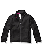 Amazon Essentials Girls' Polar Fleece Full-Zip Mock Jacket, Black, Medium