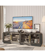 BELLEZE 70" TV Stand for TVs up to 75", Modern TV Cabinet & Entertainment Center with Shelves, Wood Storage Cabinet for Living Room or Bedroom - Brixston (Brown)