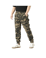 DGWZ Men Elastic Waist Cargo Pants with Pocket Stretch Cotton Camo Jogger Pants for Men