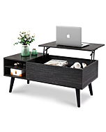 WLIVE Wood Lift Top Coffee Table with Hidden Compartment and Adjustable Storage Shelf, Lift Tabletop Dining Table for Home Living Room, Office, Charcoal Black