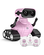 ALLCELE Girls Robot Toy, Rechargeable RC Robot for Kids, Remote Control Toy with Music and LED Eyes, Gift for Children Age 3 Years and Up - Pink