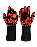 Comsmart BBQ Gloves, 1472 Degree F Heat Resistant Grilling Gloves Silicone Non-Slip Oven Gloves Long Kitchen Gloves for Barbecue, Cooking, Baking, Cutting