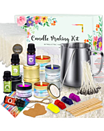 skycoo Christmas Gifts 289 Pieces Candle Making Kit, Candle Making Supplies DIY Arts and Crafts Kits for Adults, Beginners, Kids Including 17.6oz Wax, Melting Pot, Dyes, Fragrance Oil, Wicks, Tins