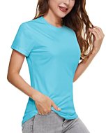 Boladeci Short Sleeve Shirts for Women Sunscreen Shirts Women Sun Protective Clothing Swimming Fitted Cooling Gym Workout Tops T-Shirt Apparel Blue L