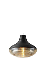 Indoor Amber Glass Lights Living Room Black Metal Finish Lampshade Ceiling Hanging Lamp, Suspension Light Fixture for Bedroom Kitchen Restaurant Lighting (Size : B)