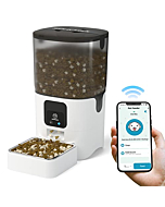 PAPIFEED Automatic Cat Feeders with APP Control, WiFi Enabled Smart Dry Food Dispenser with Alexa,Detachable Pet Feeder for Cleaning,Up to 30 Meals Per Day for Cats,Large Dogs,Multiple Pets(25 Cup/6L)