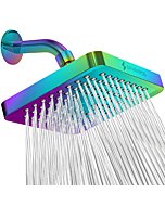 SparkPod Shower Head - High Pressure Rain - Luxury Modern Look - Tool-less 1-Min Install - The Perfect Adjustable Replacement For Your Bathroom Shower Heads (6" Square, Radiant Rainbow)