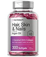 Hair Skin and Nails Vitamins | 300 Softgels | with Biotin and Collagen | Infused with Argan Oil and Coconut Oil | Non-GMO, Gluten Free Supplement | by Horbaach