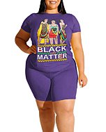 Purple Plus Size Summer Outfits Women Two Piece Tracksuit T Shirt Bodycon Shorts Jogger Set Rompers 1X