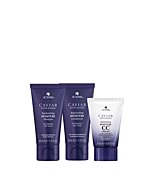 Alterna Caviar Anti-Aging Replenishing Moisture Travel Kit | For Dry, Brittle Hair | Protects, Restores & Hydrates | Sulfate Free, Shampoo, Conditioner, and CC Cream