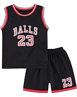 Toddler Kid Basketball Jersey Outfit Baby Boy Girl Letters Tank Top + Track Shorts Sets Boy Summer Clothes (Black, 3-4T)