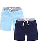 Mud Kingdom Toddler Boys Shorts 2 Pack Elastic Waist Sky Blue and Navy Blue 3T