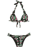 Adriana Degreas, Twisted Flower Long Triangle Bikini, M, Black