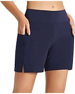 BALEAF Women's High Waisted Swim Bottom Boy Short Tummy Control Swimsuit Bottoms Beach Water Surf Shorts Navy Blue XS