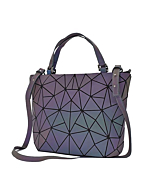 ESOVIO Irregular Geometric Luminous Shoulder Bag And Handbags For Lady Grid Holographic Reflective Purses Totes Shopping Rucksack