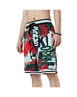 Auyz Grafitti Print Basketball Shorts for Men Lightweight Athletic Training Workout Shorts with Pockets Drawstrings-Green-XL